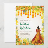 Invitations de fonction de demi-sari numérique (Devant / Derrière)