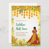 Invitations de fonction demi-saree numérique (Devant / Derrière)