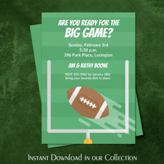 Invitations de football Big Game Watch Party