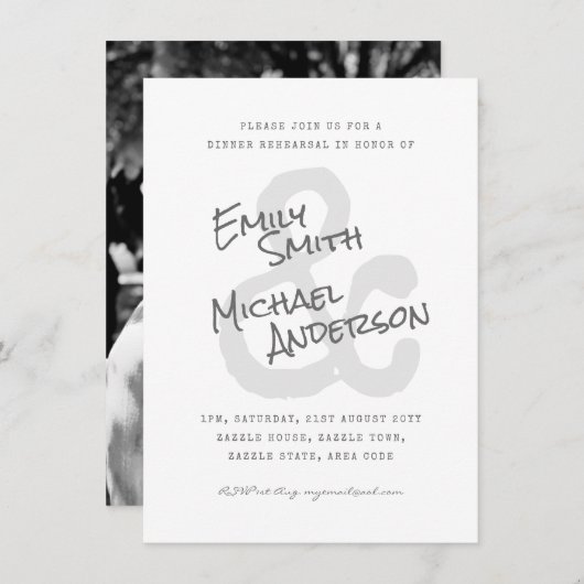 Invitations de format manuscrit Amperset PHOTO (Devant / Derrière)