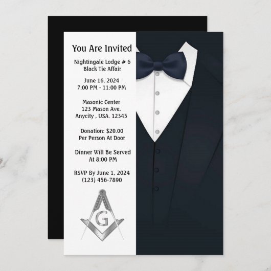 Invitations de freemason (Devant / Derrière)