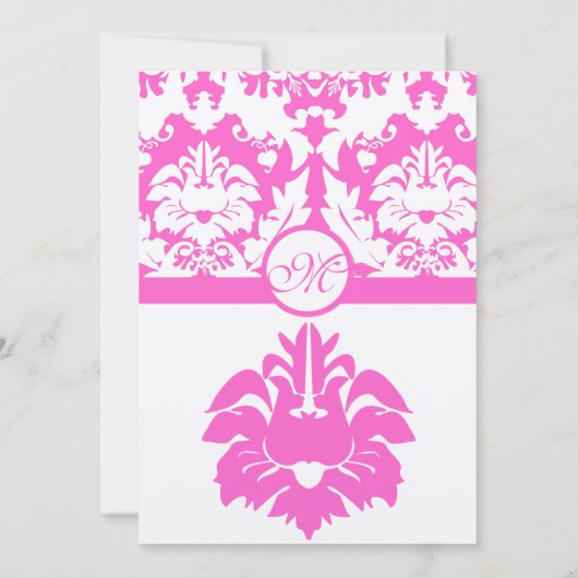 Invitations de Fuchsia Pink Mariage damassé (Dos)