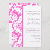 Invitations de Fuchsia Pink Mariage damassé (Devant / Derrière)