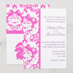 Invitations de Fuchsia Pink Mariage damassé
