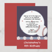 Invitations de Fun Baseball Boys Anniversaire (Devant / Derrière)