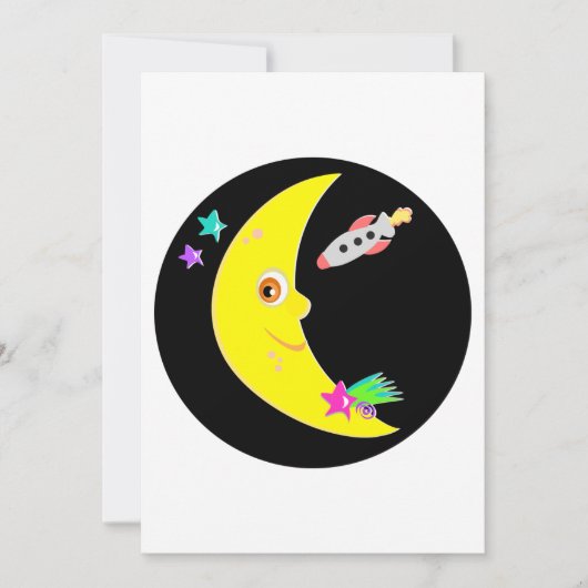Invitations de fusée de la Lune de dessin (Devant)