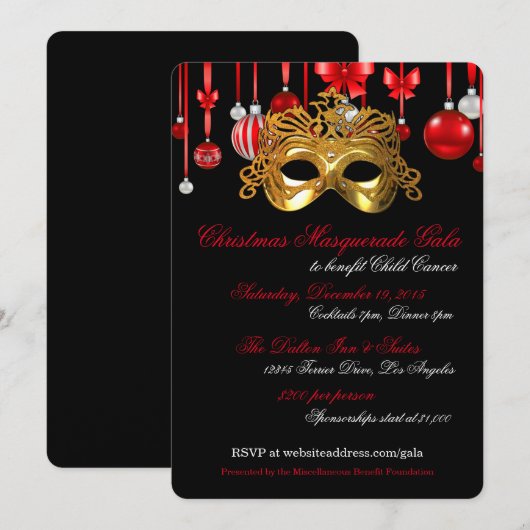 Invitations de gala de mascarade de vacances (Devant / Derrière)