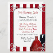 Invitations de gala des Fêtes en rouge et en argen (Devant / Derrière)
