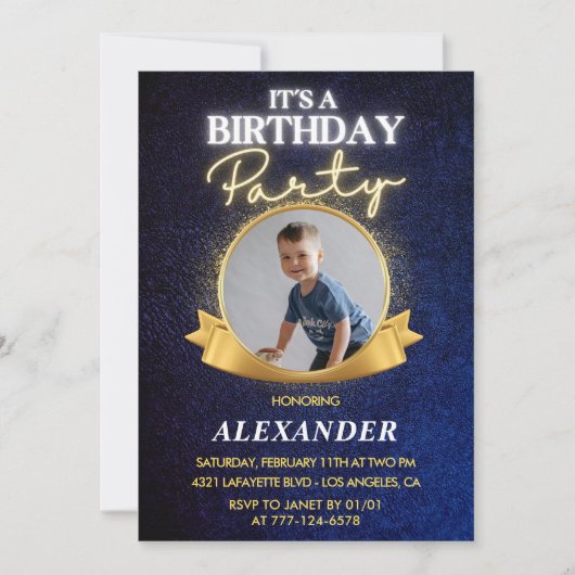 Invitations de garçon 7e anniversaire Elegant Chic (Devant)