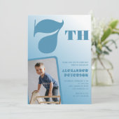 Invitations de garçon 7e anniversaire Photo bleue (Debout devant)