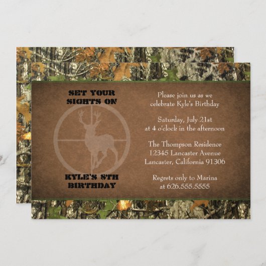 Invitations de garçon d'anniversaire de Camo (Devant / Derrière)