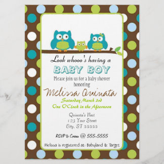 Invitations de GARÇON de baby shower de hibou