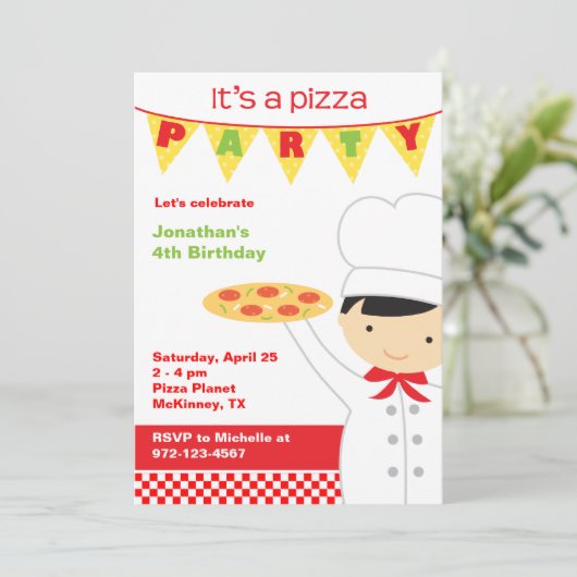 Invitations de garçons de la fête de Pizza (Debout devant)