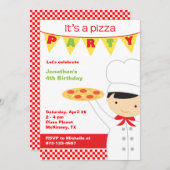 Invitations de garçons de la fête de Pizza (Devant / Derrière)