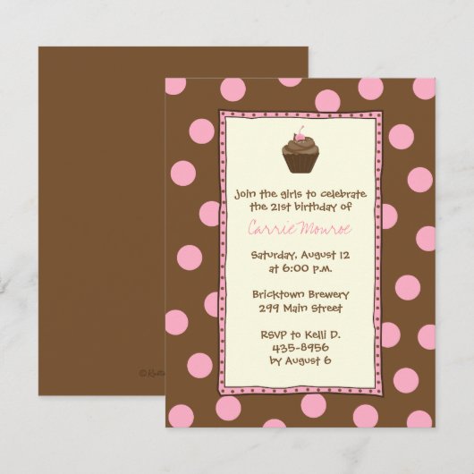 Invitations de gâteau de cerise de chocolat (Devant / Derrière)