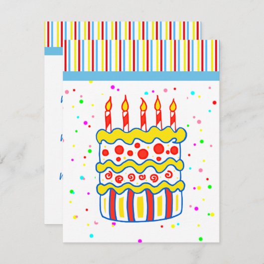 Invitations de gâteaux d'anniversaire (Devant / Derrière)