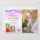 Invitations de glissières d'eau violet avec photo (Devant)
