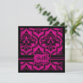 Invitations de Goth Fuchsia Black Mariage damassé (Debout devant)