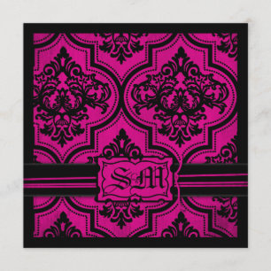 Invitations de Goth Fuchsia Black Mariage damassé
