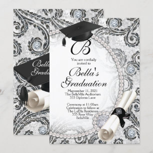 Invitations de graduation Bling Pearl