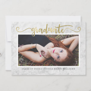 Invitations de graduation en marbre et or