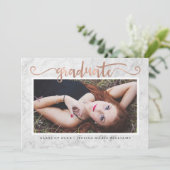 Invitations de graduation en marbre et or Rose (Debout devant)