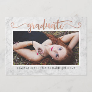Invitations de graduation en marbre et or Rose