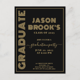 Invitations de graduation en or noir