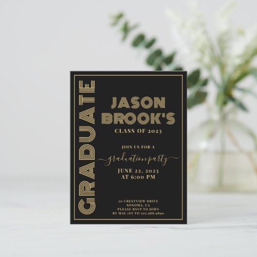 Invitations de graduation en or noir (Debout devant)