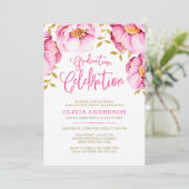 Invitations de graduation Florale d'or rose (Debout devant)
