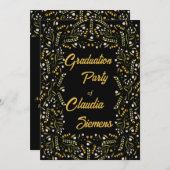 Invitations de graduation florale élégante rétro (Devant / Derrière)