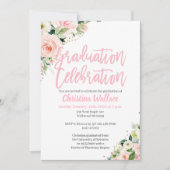 Invitations de graduation florale rose pâle (Devant)