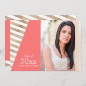 Invitations de graduation Gold Foil Color Block (Devant / Derrière)