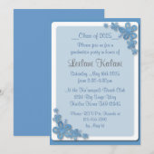 Invitations de graduation Hawaii bleu hibiscus (Devant / Derrière)