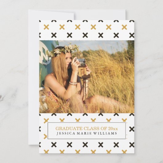 Invitations de graduation moderne Black and Gold (Devant)