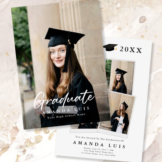 Invitations de graduation photo moderne