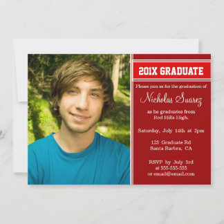 Invitations de graduation photo personnalisées rou