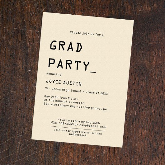 Invitations de graduation Retro vintage