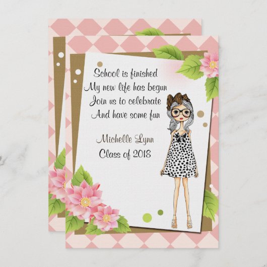 Invitations de graduation Stylish (Devant / Derrière)