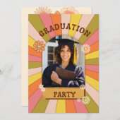 Invitations de graduation Super de fleurs rétrospe (Devant / Derrière)