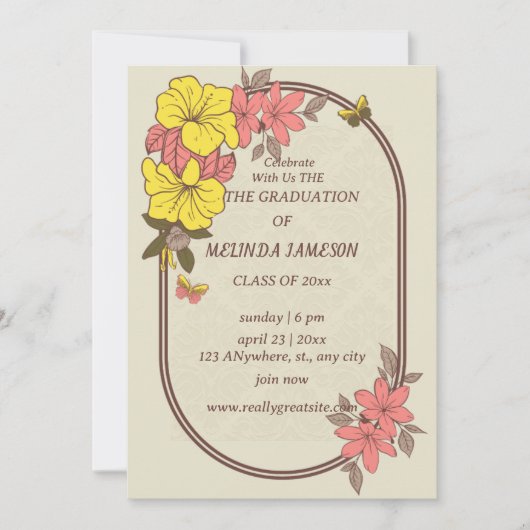 Invitations de graduation Super de fleurs rétrospe (Devant)