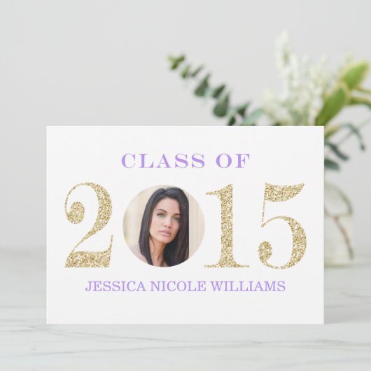Invitations de graduation violette et or (Debout devant)