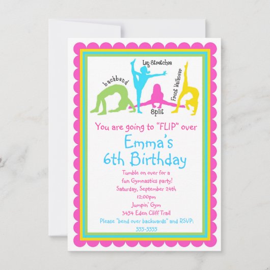 Invitations de gymnastique (Devant)