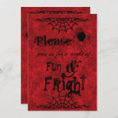 Invitations de Halloween dans le cramoisi (Devant / Derrière)