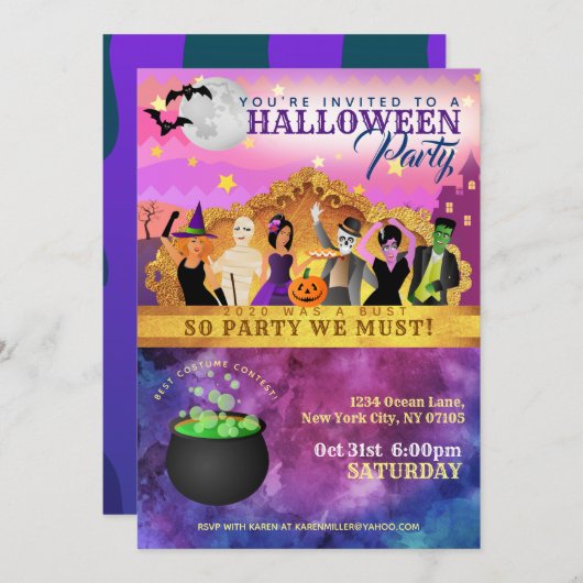 Invitations de Hallowen Party (Devant / Derrière)