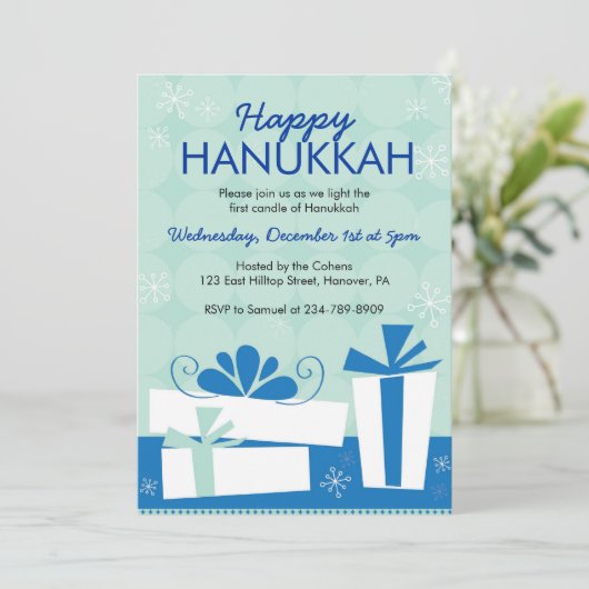 Invitations de Hanoukka Party avec cadeaux (Debout devant)
