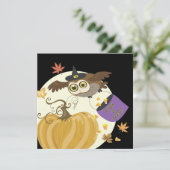 Invitations de hibou de fête d'Halloween (Debout devant)