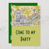 Invitations de hiboux et de paons (Devant / Derrière)