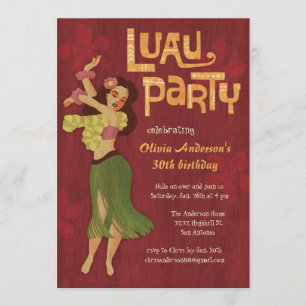 Invitations de Hula Girl Hawaiian Luau