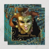 Invitations de Jade Black Gold Masquerade Party (Devant / Derrière)